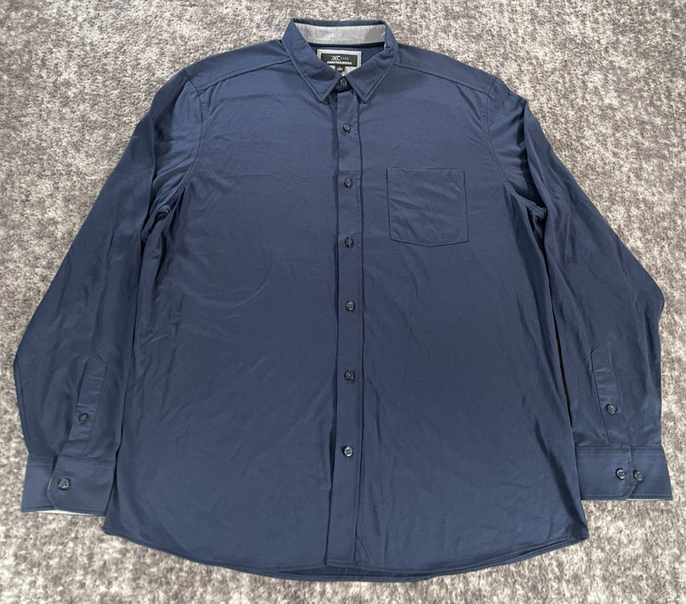Johnston & Murphy XC Flex Shirt Men's L Blue Button Up Performance Stretch